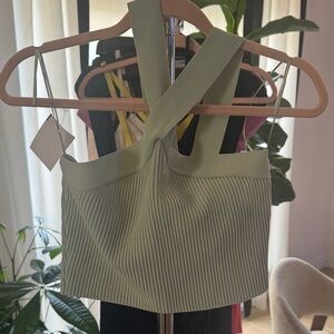 Sage Green Ribbed Crop Top